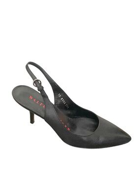 Walter Steiger Black Leather Pointed Toe Slingback Heels Size 37.5